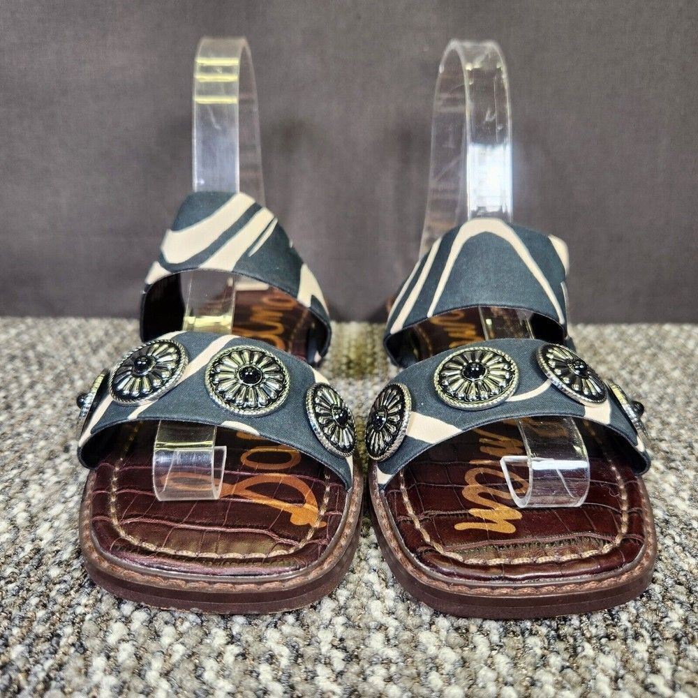 Sam Edelman Hera Womens Size 6M Black Cream Slip On Business Casual Sandals - Picture 2 of 9